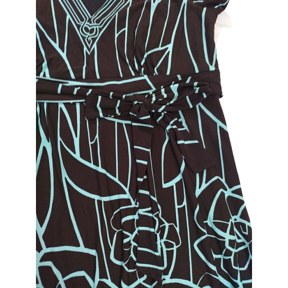 R&K Originals Floral Patterned Dress V-Neckline Belted Waist Womens Size 16. - Picture 5 of 8